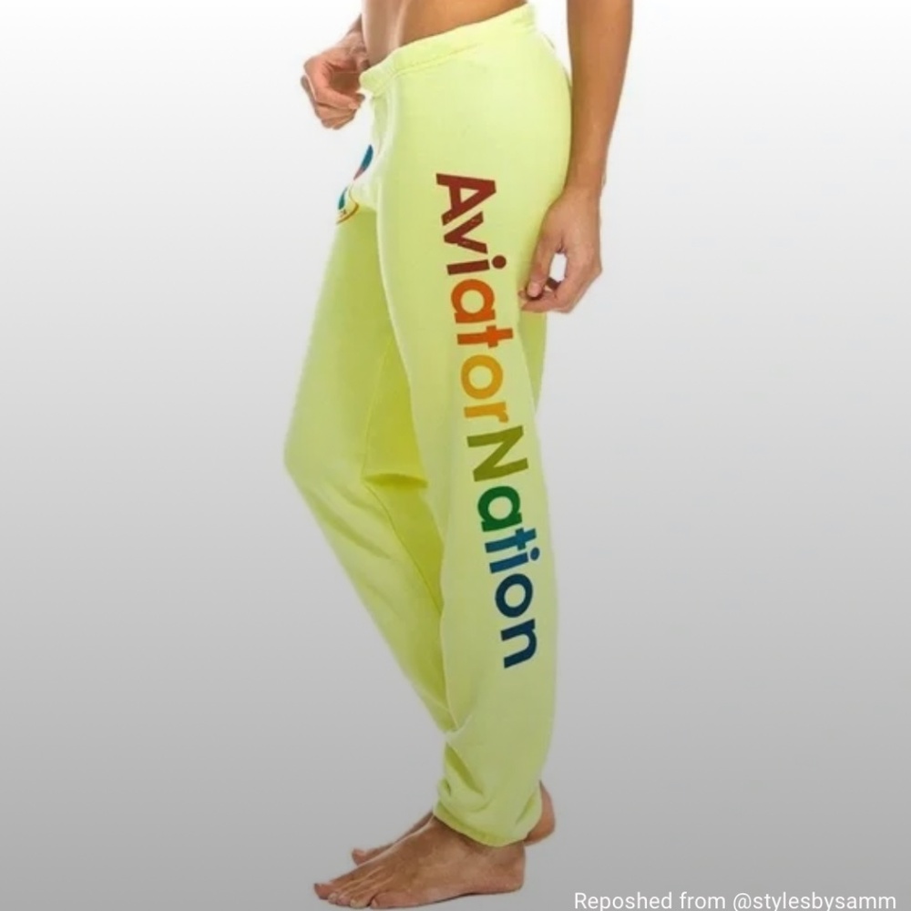 Aviator Nation Venice CA Neon Yellow Sweatpants